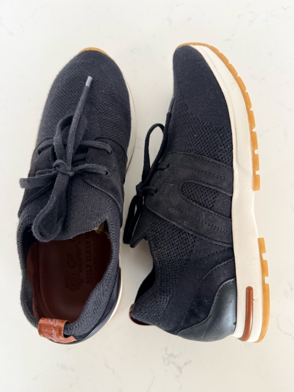 Loro Piana 360 LP Flexy Walk Sneakers Wish® Wool Knit Black EU 38